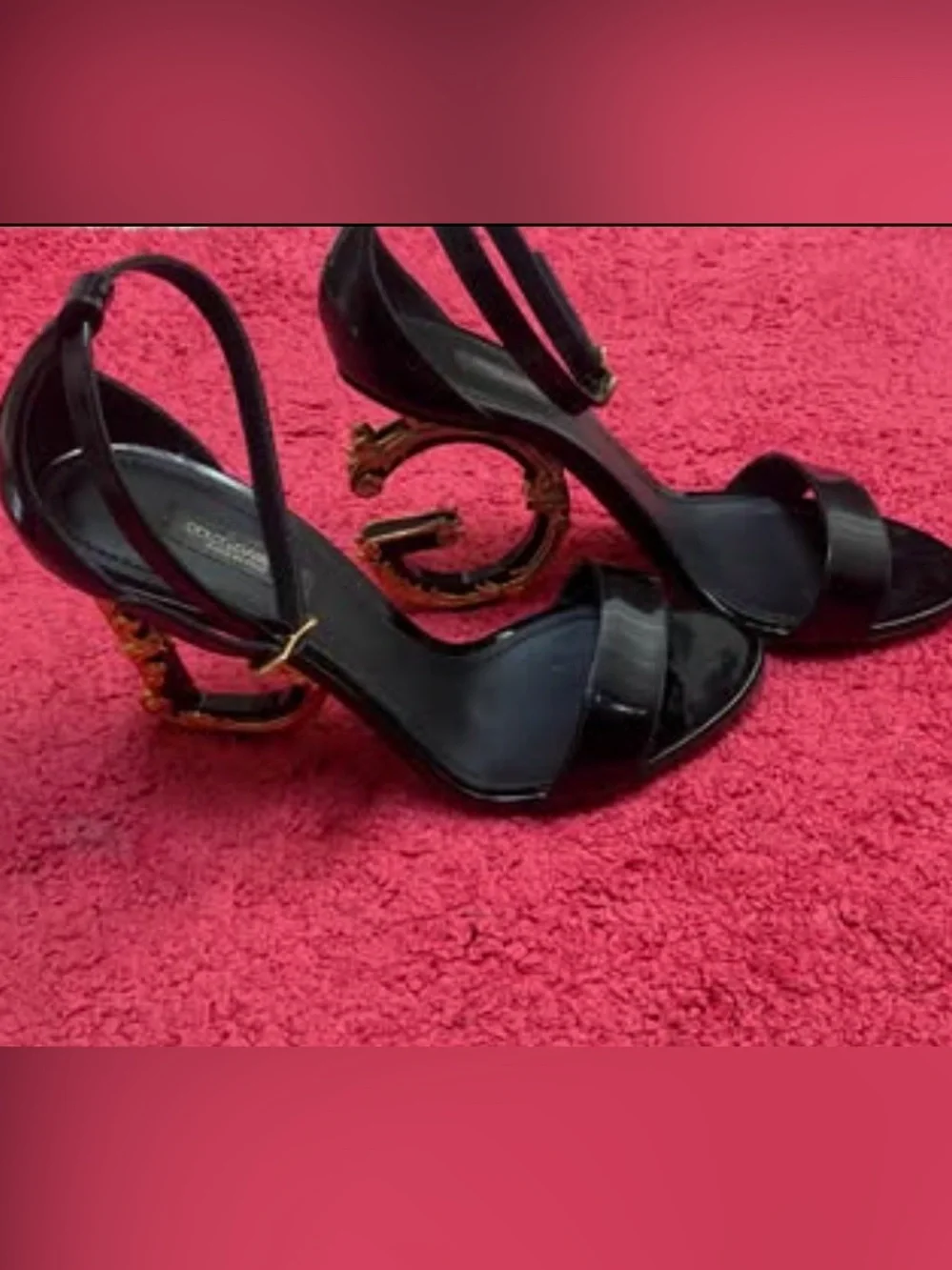 DOLCE&GABBANA Sculpted-Heel Patent Leather Sandals
